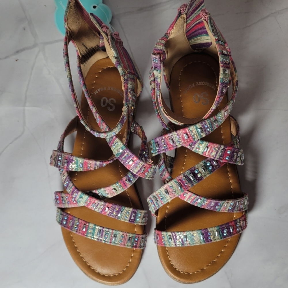 So Memory Foam Color Multi Girls Size 12, 13, 2, 3, 5 sandal
